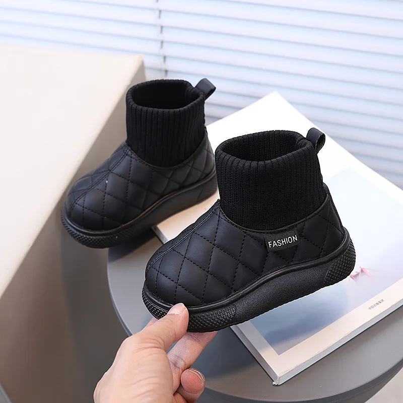 2024 Winter Children Snow Boots for Boys Thick Sole Anti Slip Kids Casual Shoes Thicken Plush Warm Girls Boots Baby Cotton Shoes