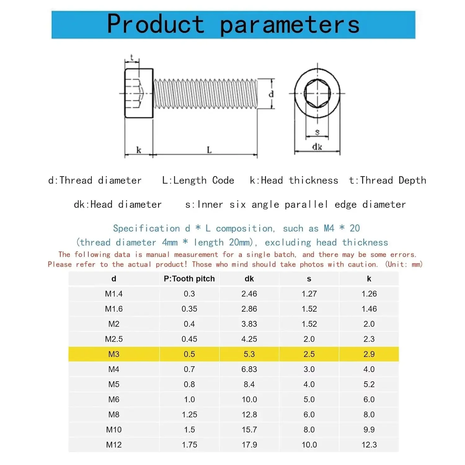 5-50pcs M2 M3 M4 M5 M6 M8 M10 304 A2-70 Stainless Steel  Hexagon Hex Socket Cap Allen Head Bolt Screw