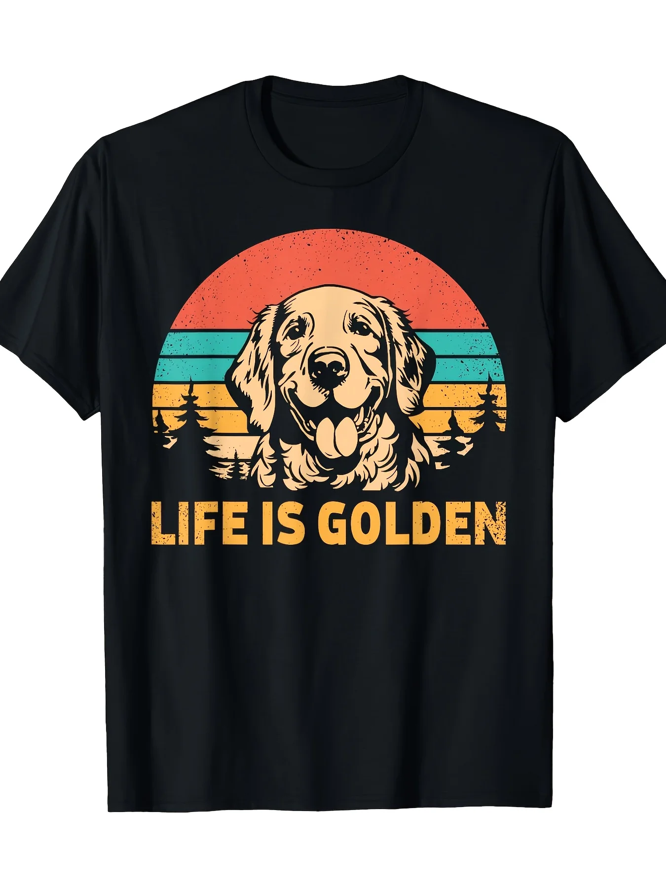 

"Life Is Golden" Vintage Golden Retriever T-Shirt 100% Cotton O-Neck Short Sleeve Summer Casual Mens T-shirt Streetwear