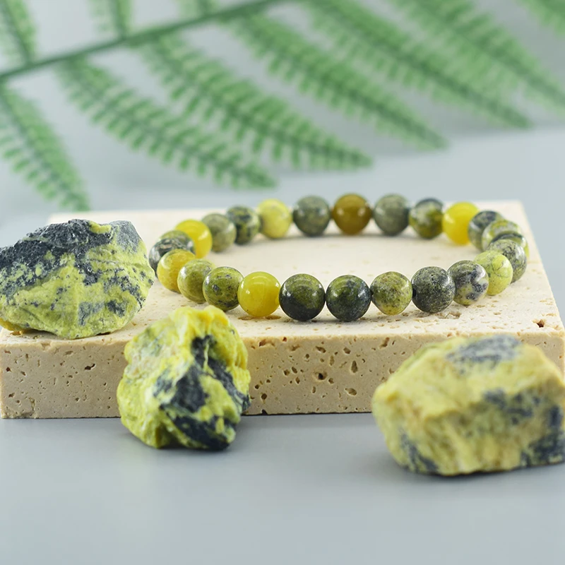 Natural Yellow Pine Stone Beads Bracelet Men Women Energy Healing Beads Jewelry Yoga Meditation Bangle Boyfriend Gift Wholesale