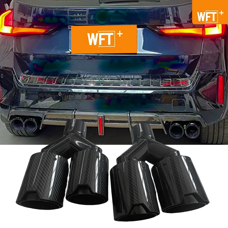 Double-out Muffler Tip black Stainless Universal M performance Carbon Fiber Exhaust Tips End Pipes for BMW Series