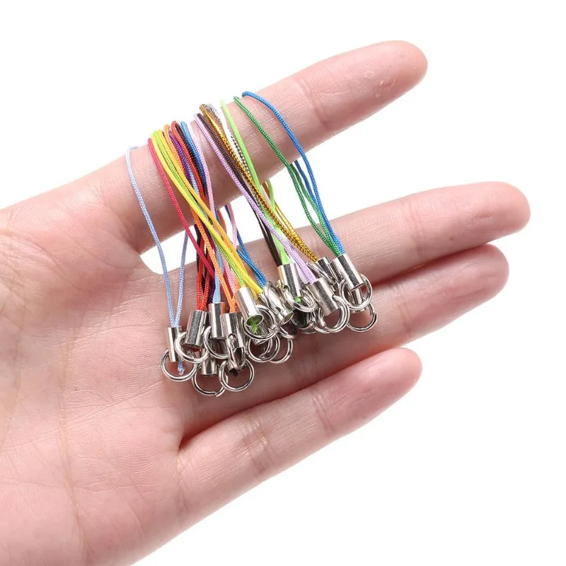 100Pcs Mix Polyester Cord with Jump Ring Lanyard Rope for Making Keychain DIY Craft Pendant Handmade Materials