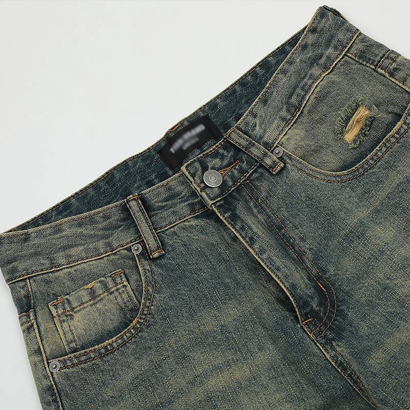 FEWQ Men\'s Jeans American Flared Pants Washed Loose Leg Trendy 2023 Vintage High Street Male Trousers Korean Fasnion 24X2003