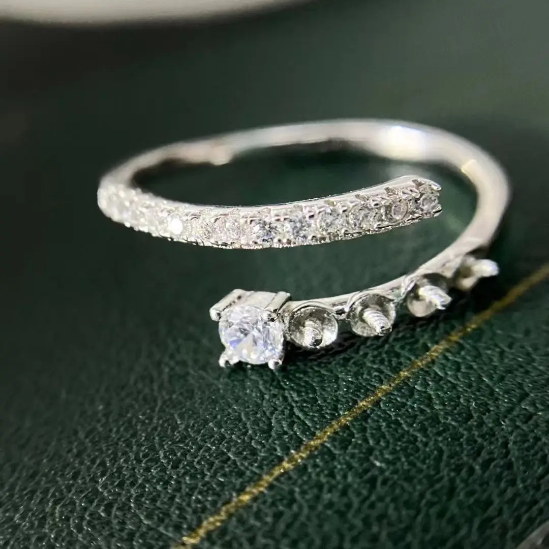 

Регулируемое кольцо из стерлингового серебра S925, фурнитура, крепления, аксессуары, детали, фитинги для жемчуга 3 мм, 5 шт./лот