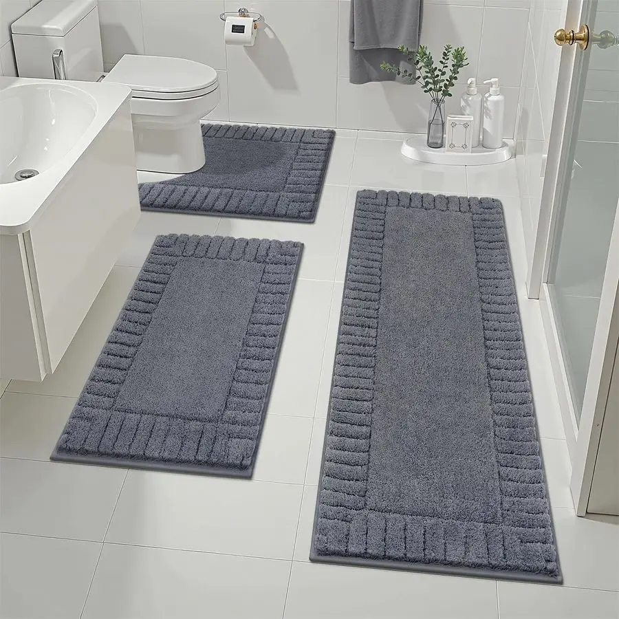 

Наборы ковриков для ванной комнаты, 3 предмета: коврик для душа, U-образный контурный коврик для унитаза, впитывающие плюшевые коврики из микрофибры, нескользящие.