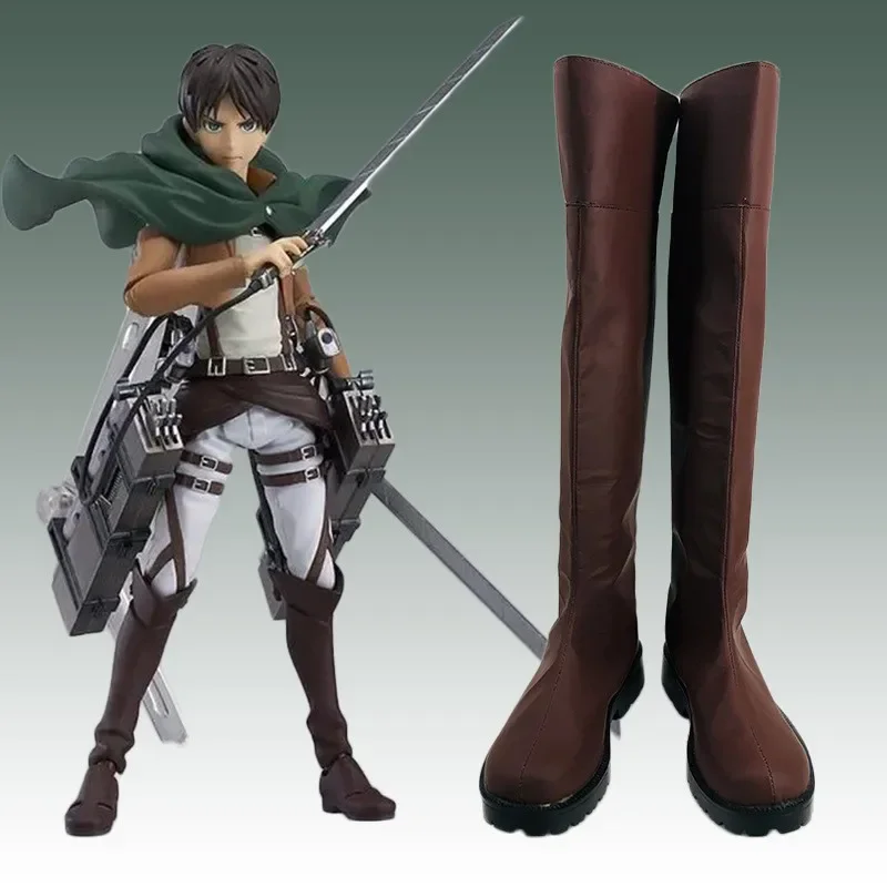 Eren Jaeger Cosplay Shoes Attack on Titan PU Leather Boots Halloween Cosplay Prop Custom Made Shoes