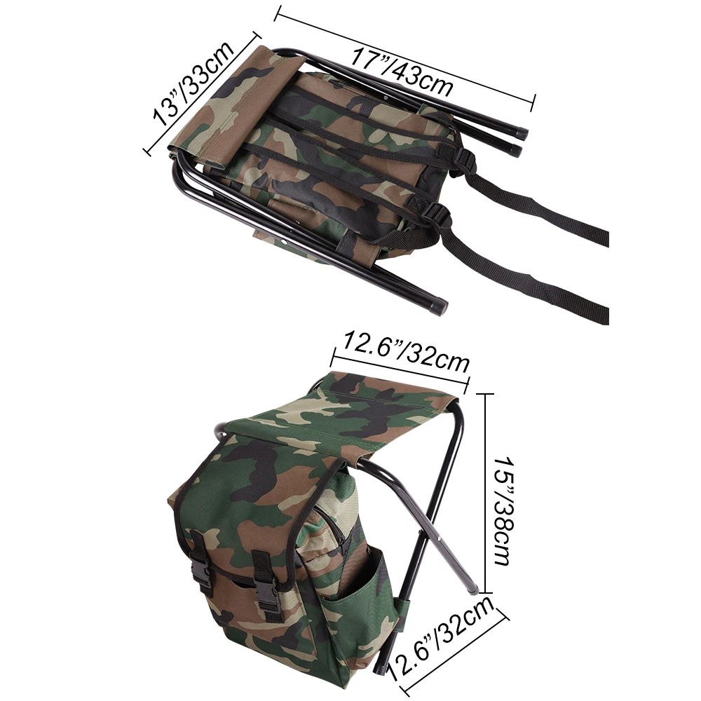 Mochila de pesca 2 en 1 con portasillas plegable de gran capacidad