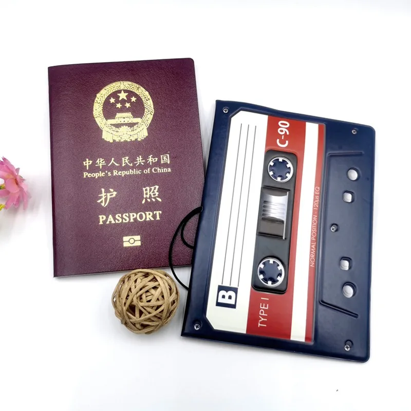 Retro Tape Pattern Passport Cover Case Recorder Tape Passport Protector Holder Case for International Travel Passport Sleeve