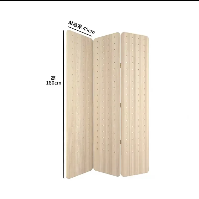 Nordic Solid Wood Folding Room Divider with Storage Movable Partition Screen for Home Office Simple Design
