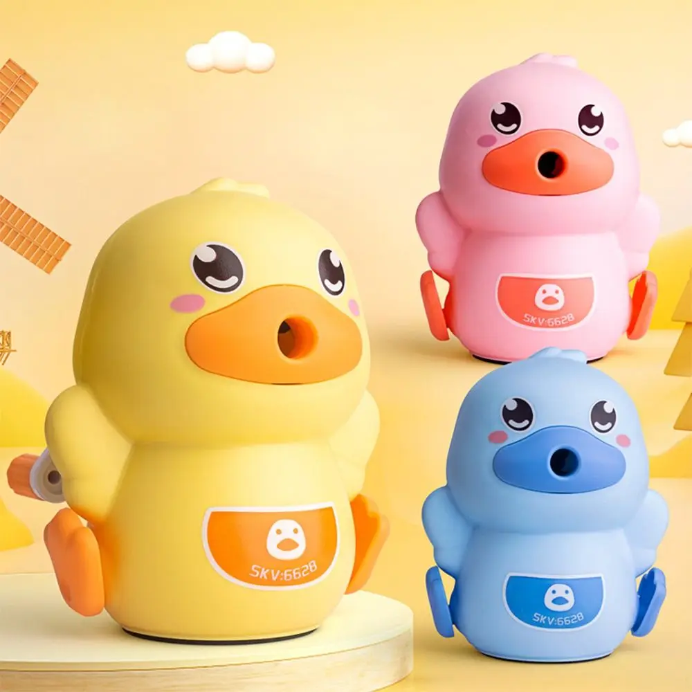 Imagem -06 - Kawaii Duck Pencil Sharpener para Crianças Manivela Manual Cortador de Lápis Papelaria Coreano Material Escolar e de Escritório Presente