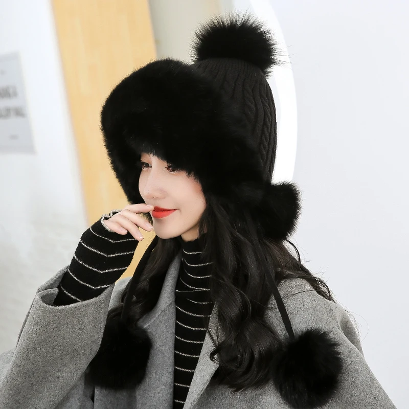 winter-new-sle-knitted-fur-lei-feng-cap-women's-warmth-ear-protection-sweet-cute-sle-fce-lined-camere-hat