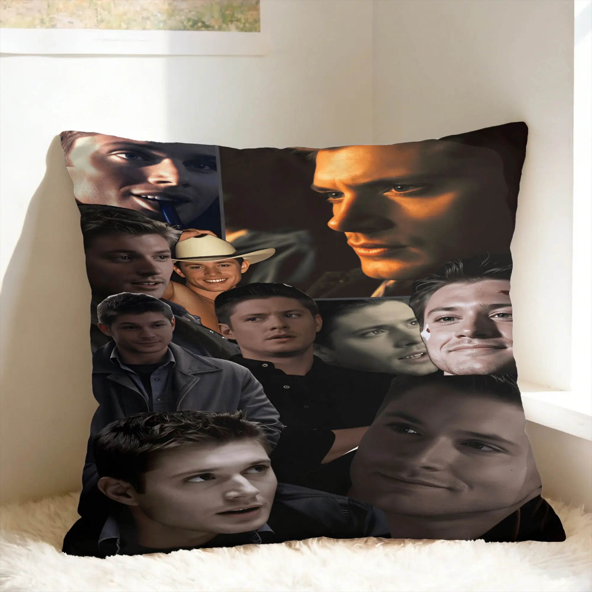 Sam Winchester Supernatural Collage Printed Pillow Cover  Graphic Cushion Cover Funny Pillow Case For Couch Sofa Bedroom