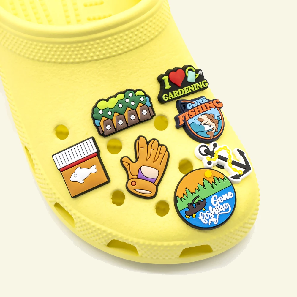 1/14 قطعة سلسلة زراعة الحديقة الأحذية السحر مقص البذور مجرفة إكسسوارات الأحذية دبابيس للنساء الرجال تسد مشبك الزينة