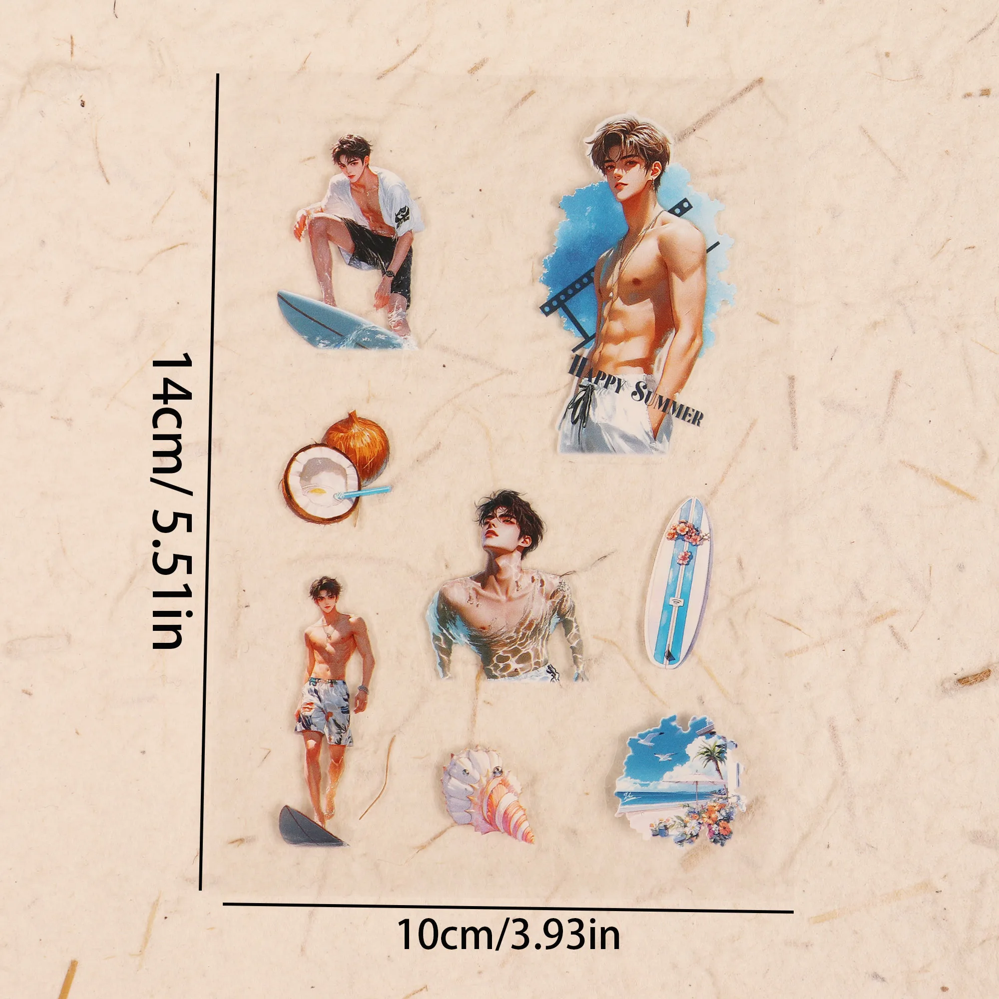 20 Blatt/Buch PET Transparent Fashion Beach Party Thema Wasserdichtes selbstklebendes Aufkleberbuch, für DIY-Handwerk, Scrapbooking – Detail 6