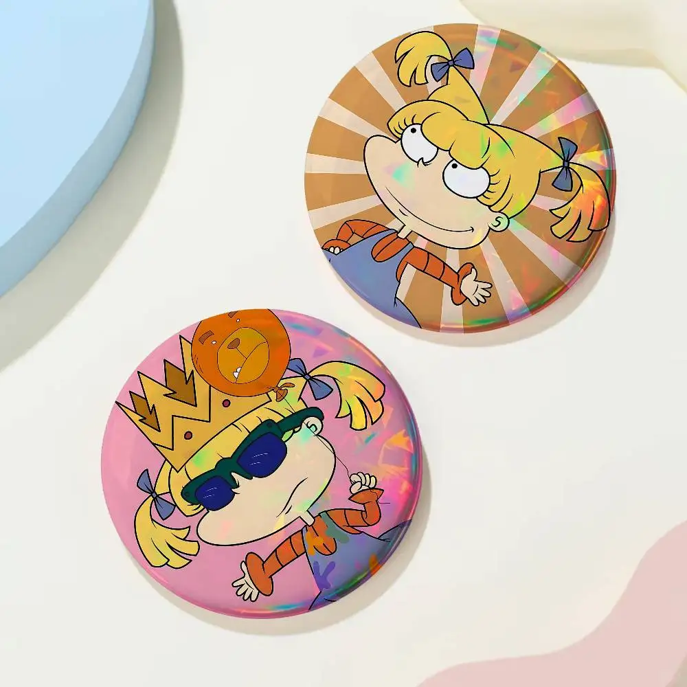 Cartoon R-Rugrats For Badge Custom Laser Hologram Enamel Pin Badge Metal Lapel Brooch For Clothes Bag Accessory Gift
