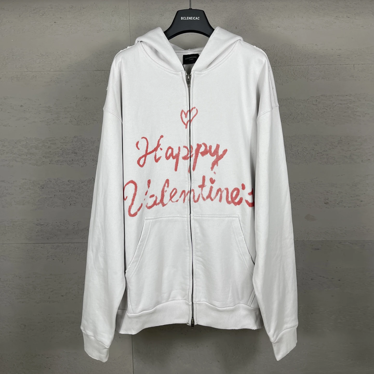 

BCLENEICAC Paris Sle Limited Edition Vntine's Day Direct Spray Print Letter Open Cardigan Sweatirt Outerwear