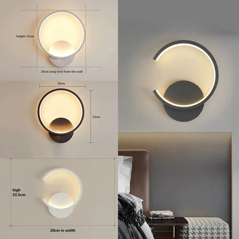 DINDALLED Modern Nordic LED Wall Sconce in Black/White/Gold, Wall Lamp for Living Room Bedroom Corridor, Indoor Lighting Fixture