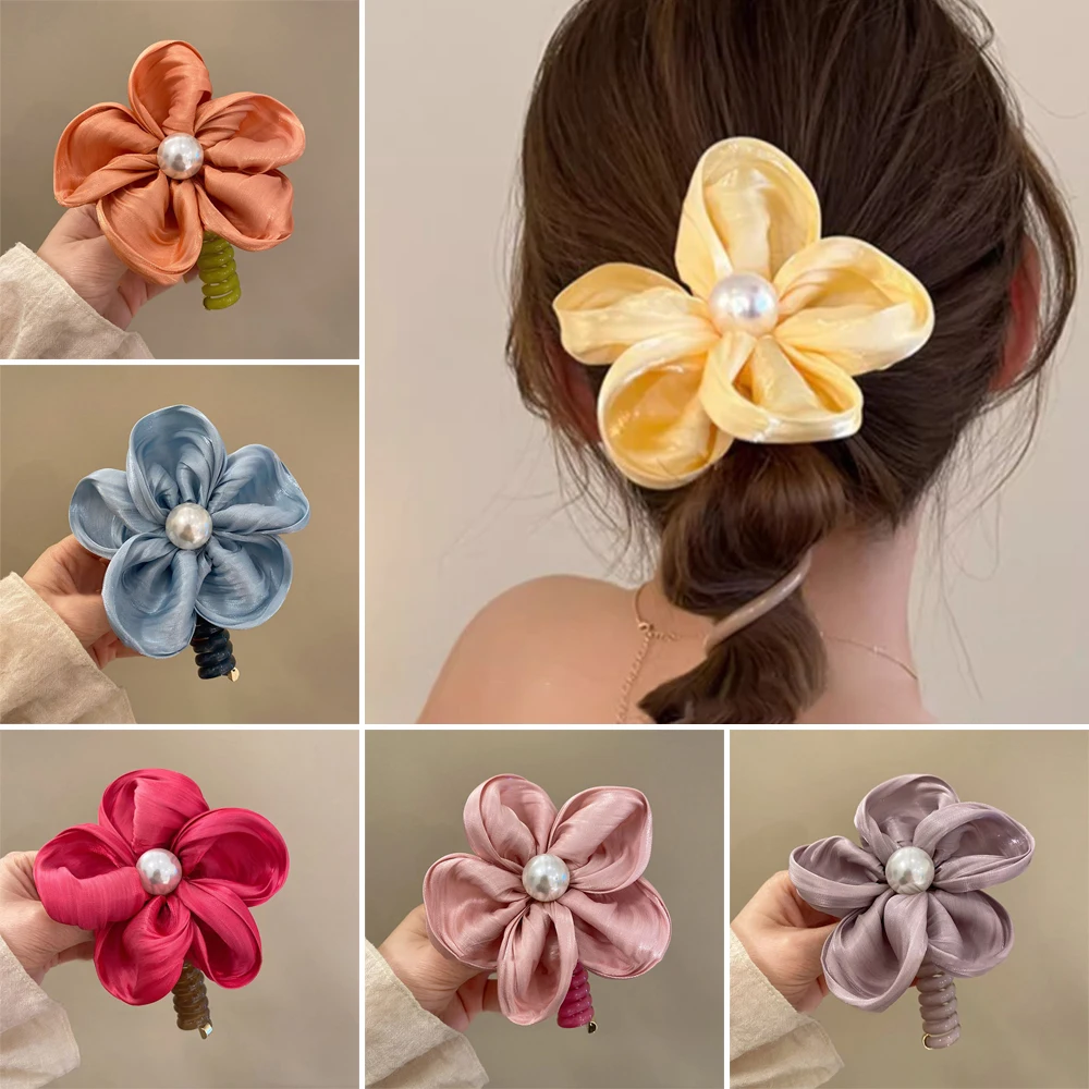 أربطة شعر لولبية مرنة ، خط هاتف مرن عالي ، حبل رأس ، مطاط ذيل حصان ، إكسسوارات شعر