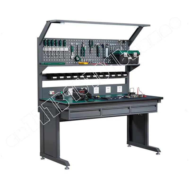 Anti-static Workbench with Lamp, Circuit Test Electronics Laboratory Maintenance Tin Welding Industrial Operation Table