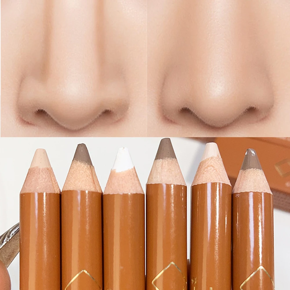 

Dual Head Contour Pen Natural Highlighter Concealer Wooden Pen Bright Skin Tone Foundation Cream Shadow Face Bronzer Makeup Tool