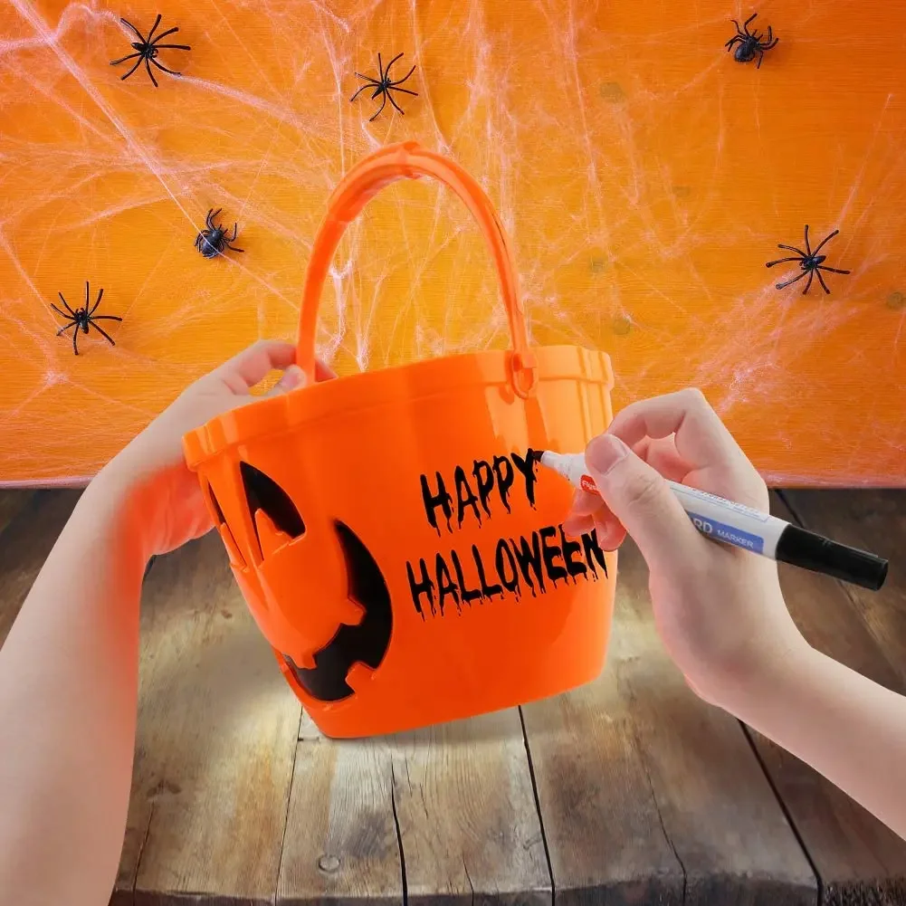 Halloween Party Decor Kid Jack O Lantern Trick or Treat Pail Light Up Halloween Pumpkin Bucket Orange LED Handle Basket Game Toy