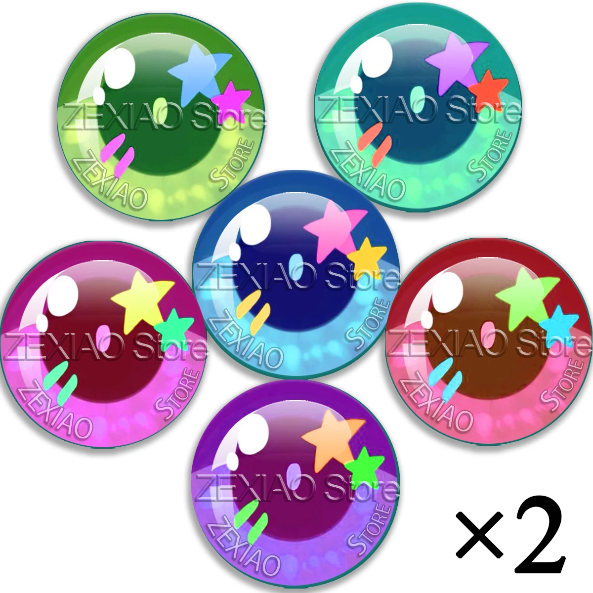 12pcs Blyth Dolls Eyes Glass Eyes 10mm-40mm Colorful Cartoon Star Eye Series 14mm Thin Pupil Eyes Accessories Dragon Eyes Chips