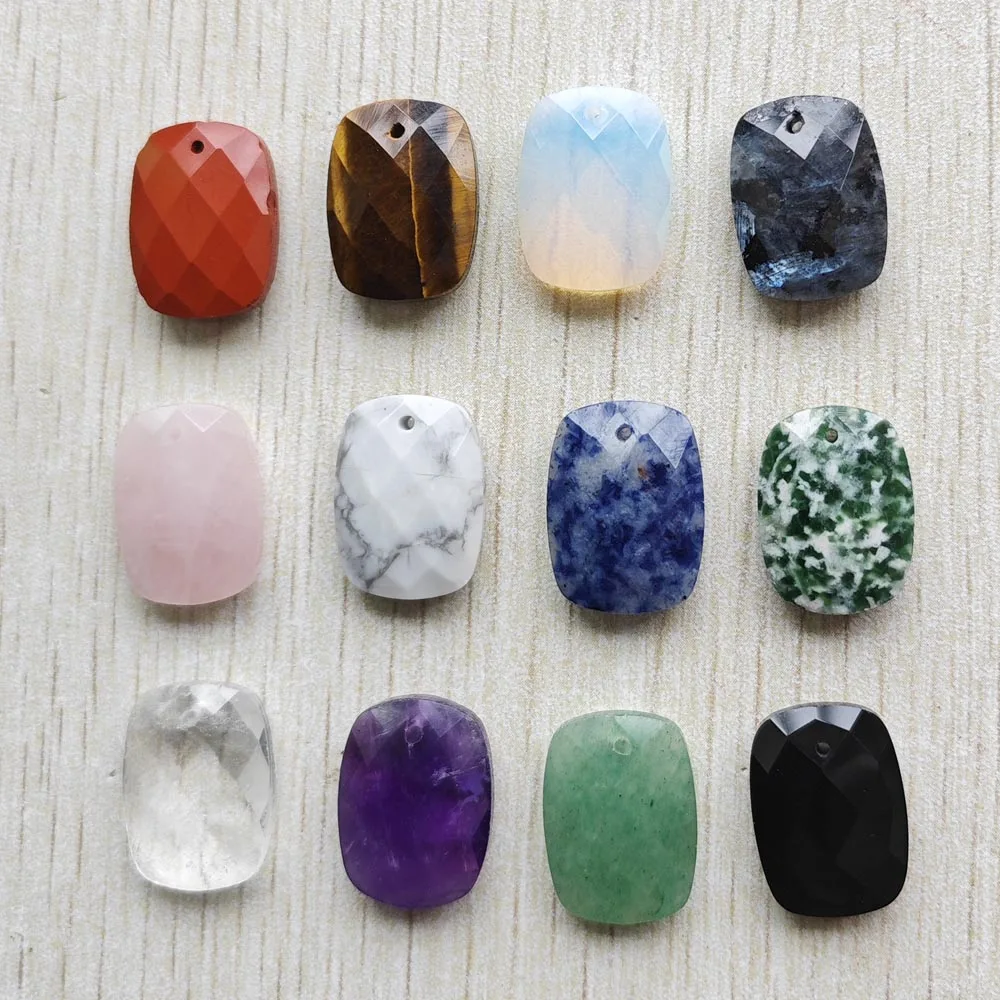 

Wholesale 12pcs Beautiful Natural stone Cut surface rectangle shape pendants for jewelry accessories making fast shipping