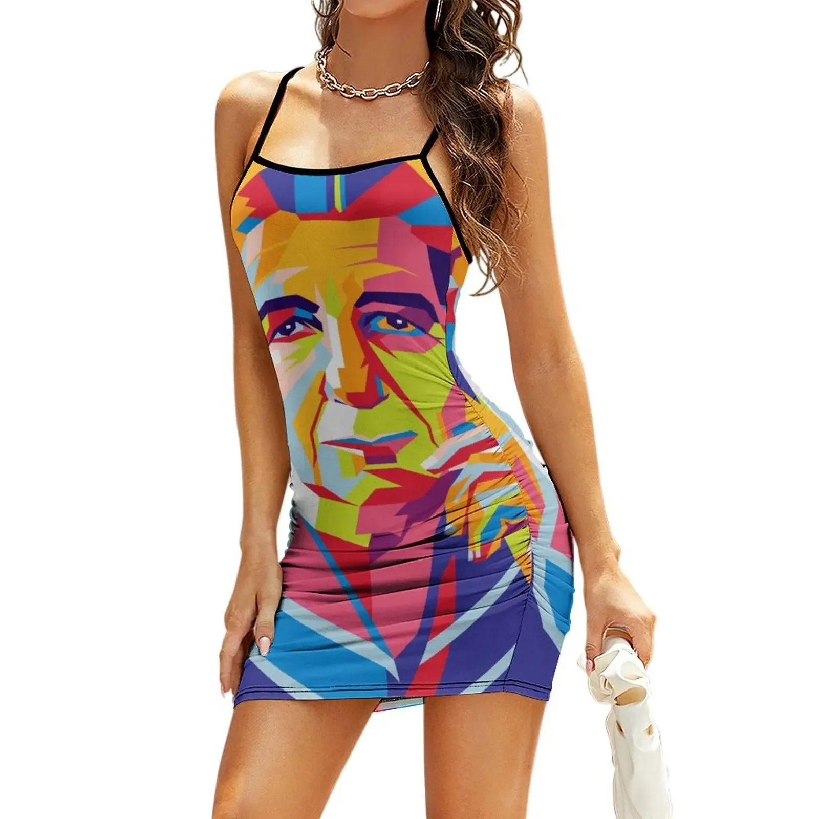 

Portrait of Golda Meir illustration in Wpap style Sling Dress Long veiled dresses dresses for prom Dress