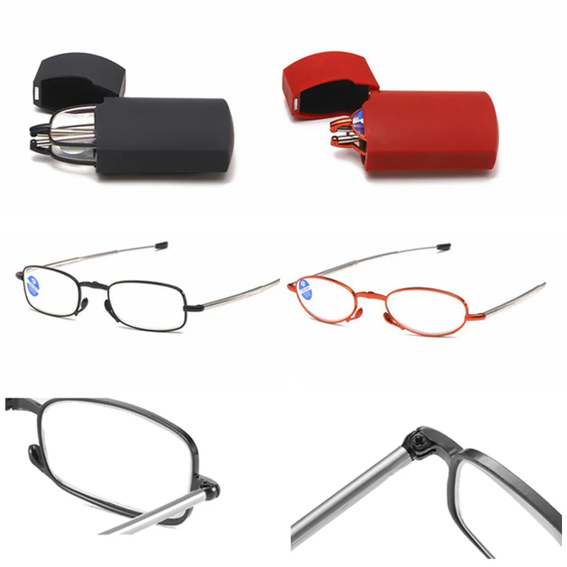 

Portable Folding Reading Glasses with Storage Women Men Blue Light Blocking Presbyopic Eyeglasses Magnifying Eyewear Keychain