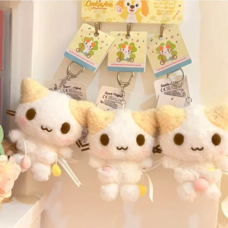 Masyumaro fofo fuwa nyanko gato chaveiro de pelúcia chaveiro dos desenhos animados kawaii bonito saco chaveiros mascote charme chaveiro