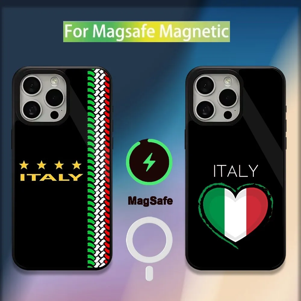 Map Italy Flag Phone Case For iPhone 16,15,14,13,12,11,Plus,Pro,Max,Mini Magsafe Magnetic Wireless Charging