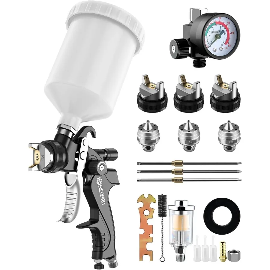 

Пистолет-распылитель HVLP для покраски дома, ремонта автомобилей и отделки мебели с отверстиями для сопел 1,4 1,7 2,0 мм, 15 отверстий Airf