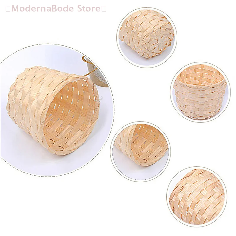 【M】Cestas de tejido Rural Cestas de arreglo de frutas Cestas de almacenamiento portátiles Mini cesta de almacenamiento de escritorio de bambú