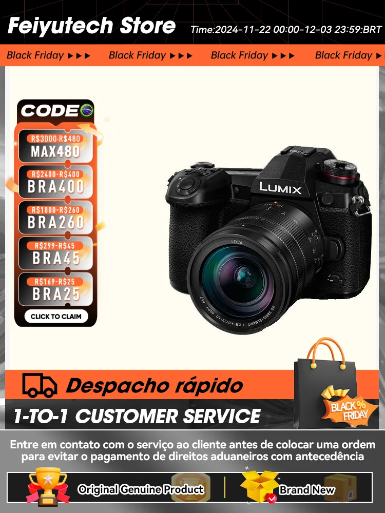 كاميرا باناسونيك LUMIX G9 بدون مرآة M4/3 رقمية مدمجة 20.3MP 4K فيديو 5 محاور مثبت الصور احترافي التصوير