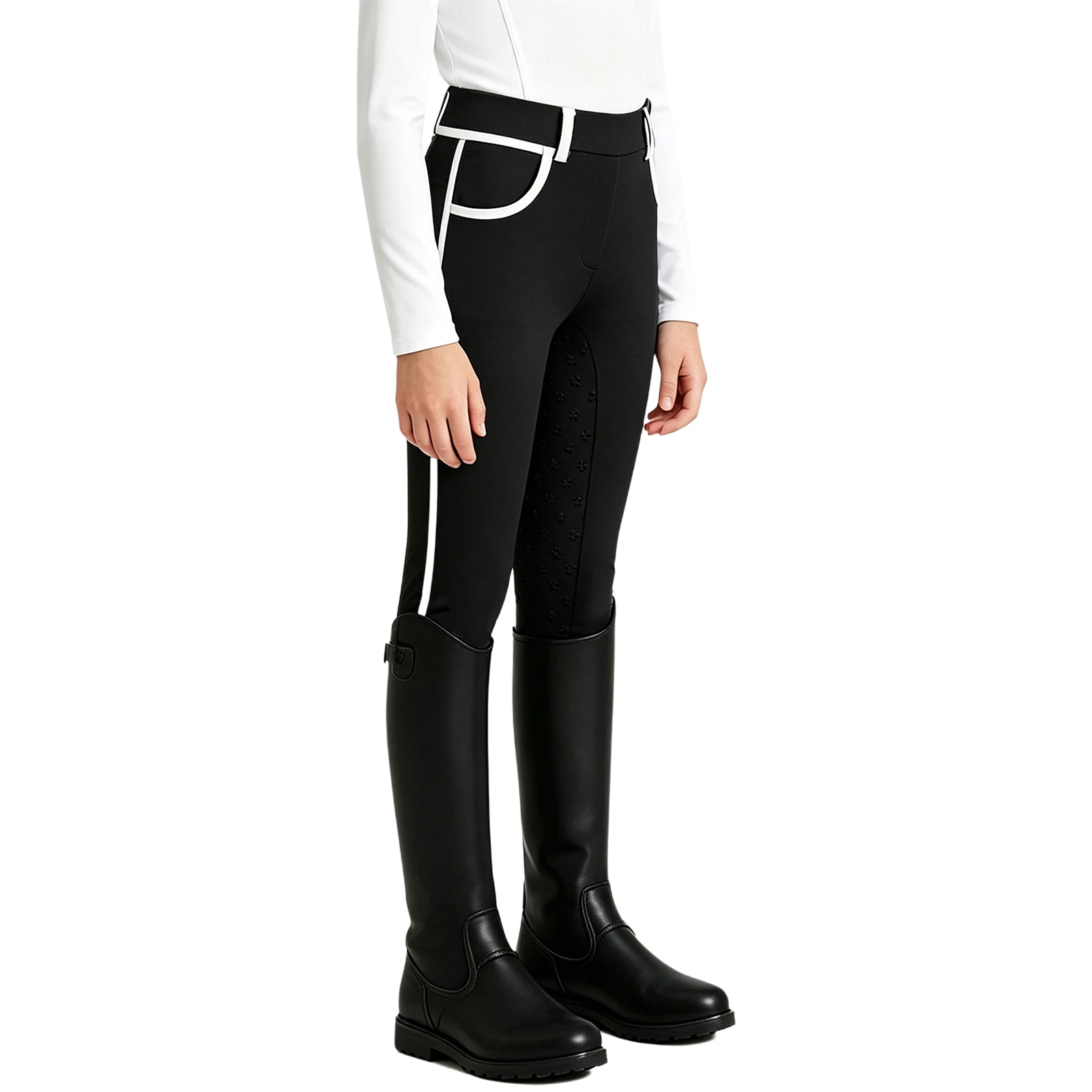 Kids Girls Horse Riding Pants Breathable Full Seat Equestrian Breeches Horse Show Trousers Schooling Tights