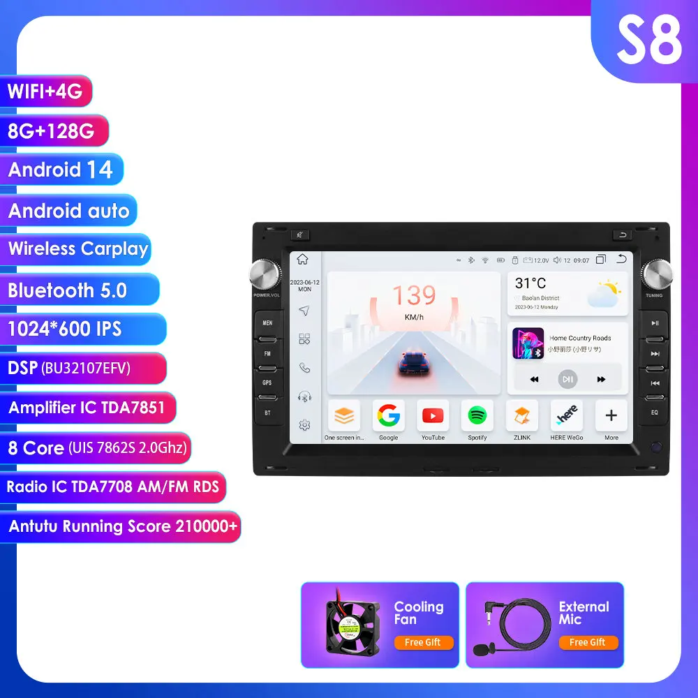 7'' 2Din autoradio Android Carplay voor Volkswagen VW Passat B5 MK4 MK5 Golf 4 Polo Bora T5 multimediaspeler WiFi GPS Canbus