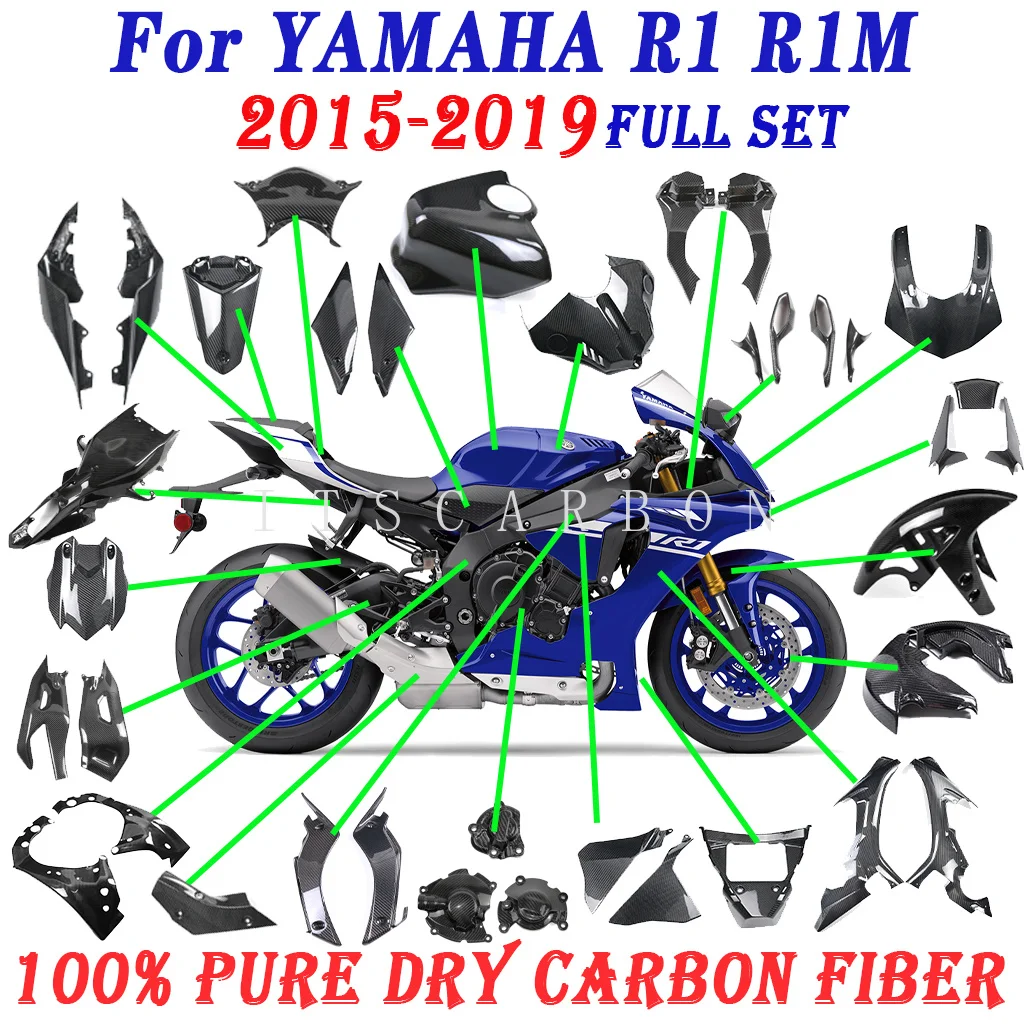 Echte Kohlefaser für YAMAHA YZF-R1 R1 R1M 2015 2016 2017 2018 2019 Zubehör Winglets Teile Verkleidung Kotflügel Paneele Abdeckung Kits