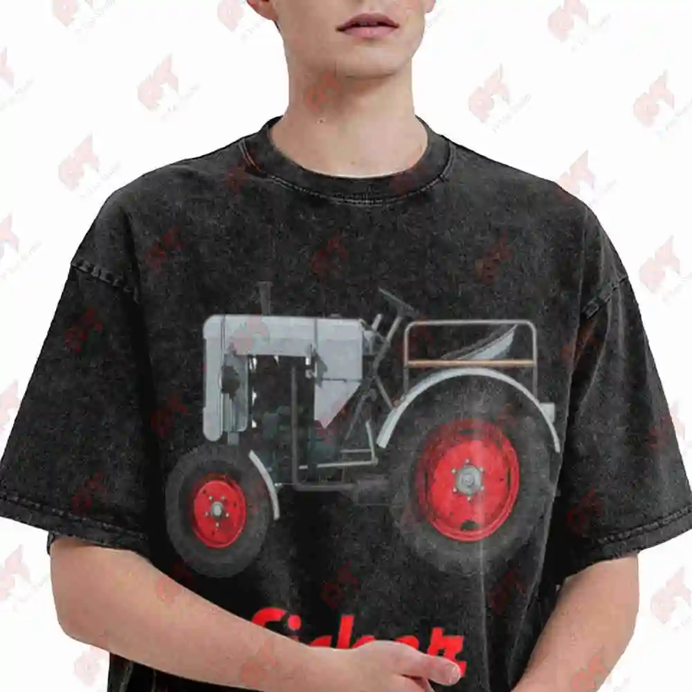 Vintage Oak Tractor Retro 1950s Farming Vintage Washed Tee Pure Cotton T-Shirt