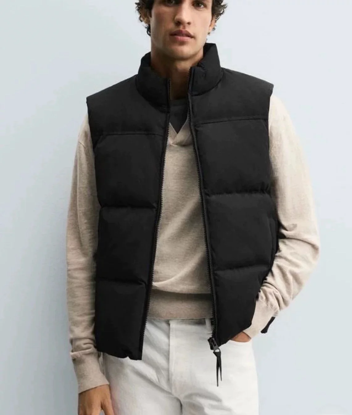 

New Arrival Autumn Men's Slim Fit Straight Leg Cotton Vest Stand Collar Svel Faion Urban Sle Youth Casual Zipper Cl...