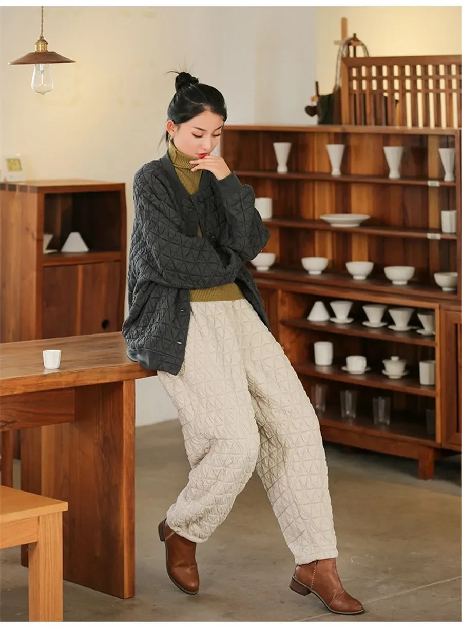 Thicken Warm Quilted Cotton Bloomers Pants Casual Winter Womens Pantalones High Waist 5xl Harem Joggers