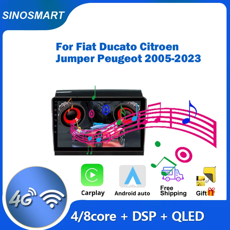 SINOSMART Android For Fiat Ducato Citroen Jumper Peugeot 2005-2023 Car GPS Navigation Multimedia Player  | DSP Sound System