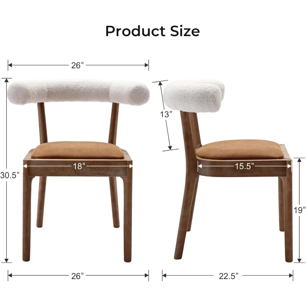Dining Chair Set of 4 with Rubberwood Frame, Armless Kitchen & Dinings Room Chairs, Mid-Century Modern Fabric Dining Chair image 2