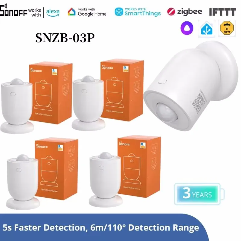 SONOFF SNZB-03P Датчик движения Zigbee Домашняя безопасность Локальная интеллектуальная связь сцен через приложение EWeLink Требуется концентратор Alexa Google Zigbee