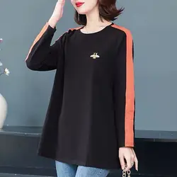 2023Women's Autumn and Winter Round Neck Pullover with Embroidered Loose Relaxed Fashion Elegant Commuter Long Sleeve Tops