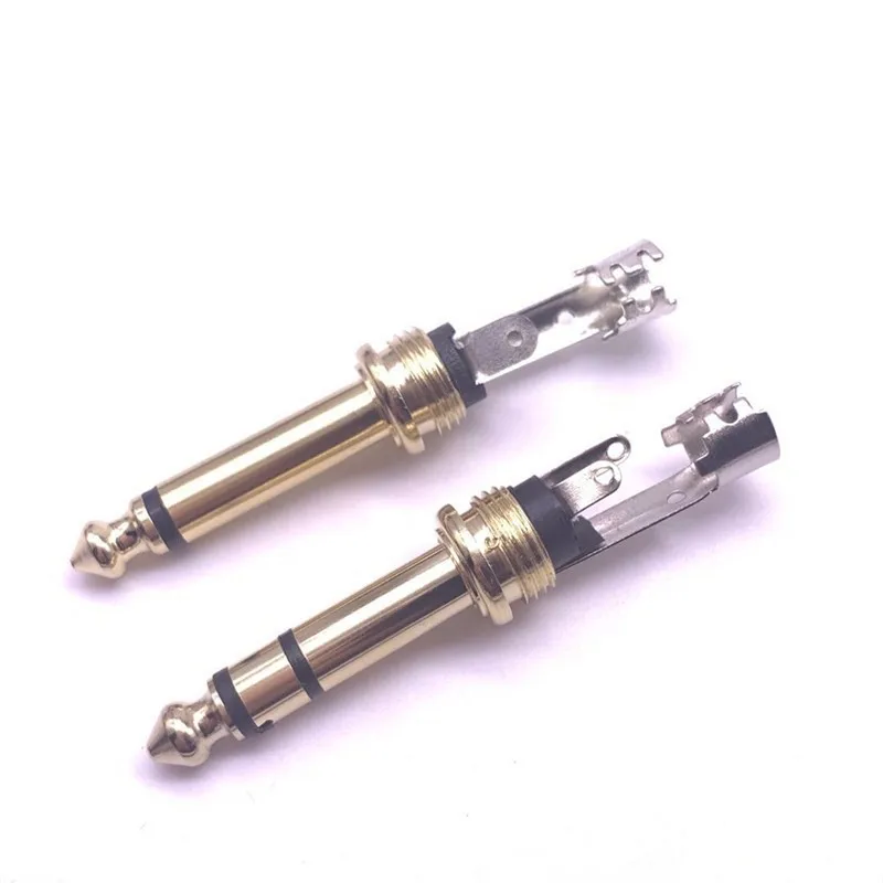 2 Pole Mono / 3 Pole Stereo Jack 6.35mm Connector 6.5MM 1/4 Inch Plug Audio Microphone Cable Connector Gold-Plated C5