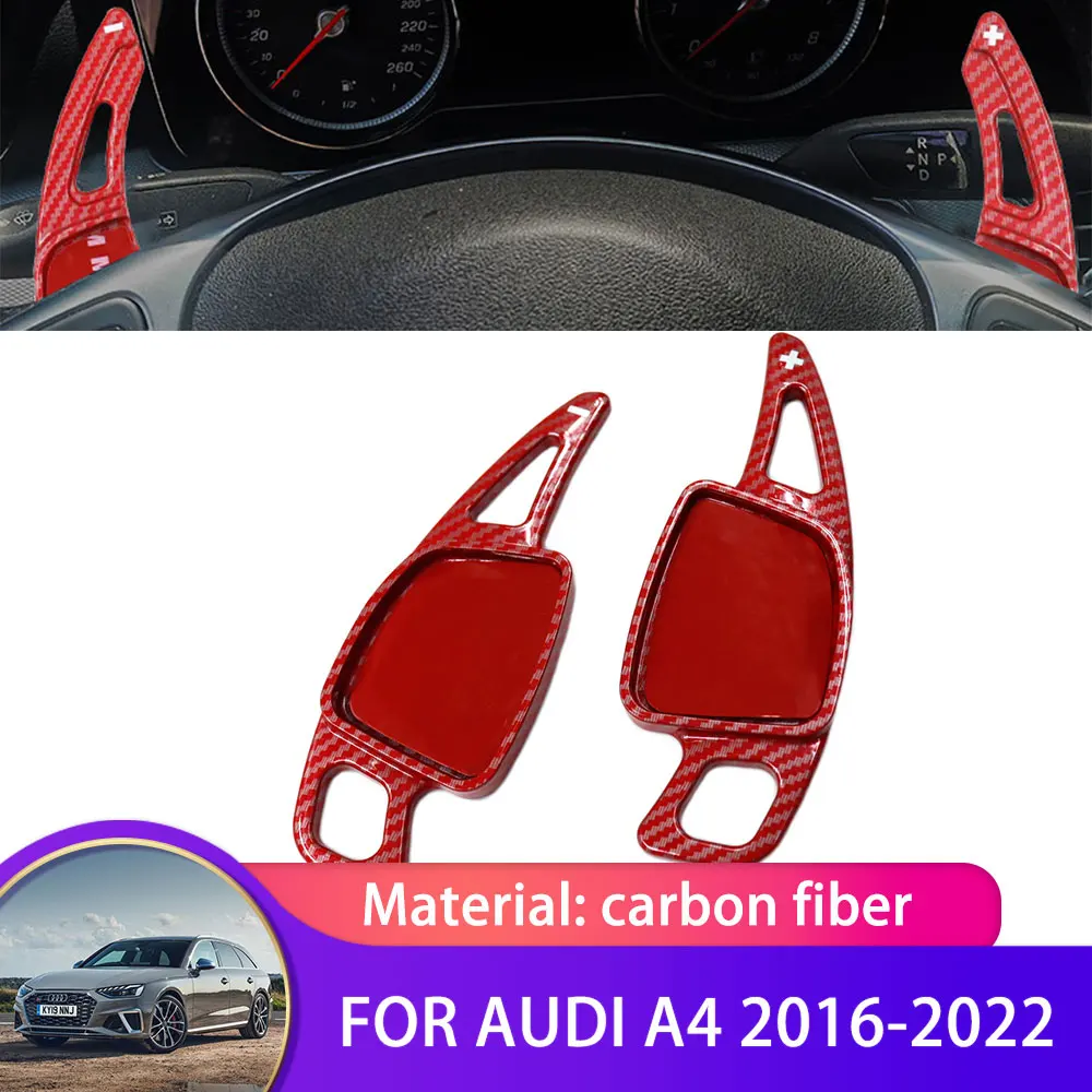 Carbon Fiber Car Steering Wheel Gear Shift Shifter Extension For Audi A4 B9 8W 2016 2017 2018 2019 2020 2021 2022 Shift Paddles