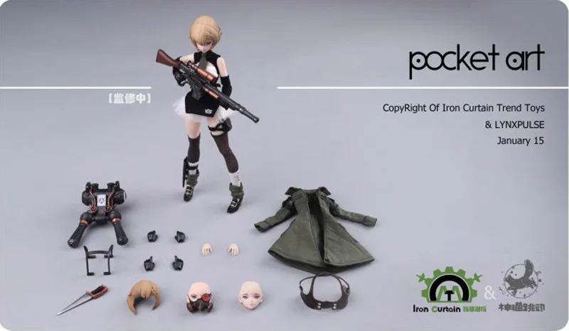 LYNXPULSE Pocket Art PA001 1/12 Scale Female Imelia 6 ''Anime Girl Soldier Action Figure Model Boneka untuk Hadiah Penggemar