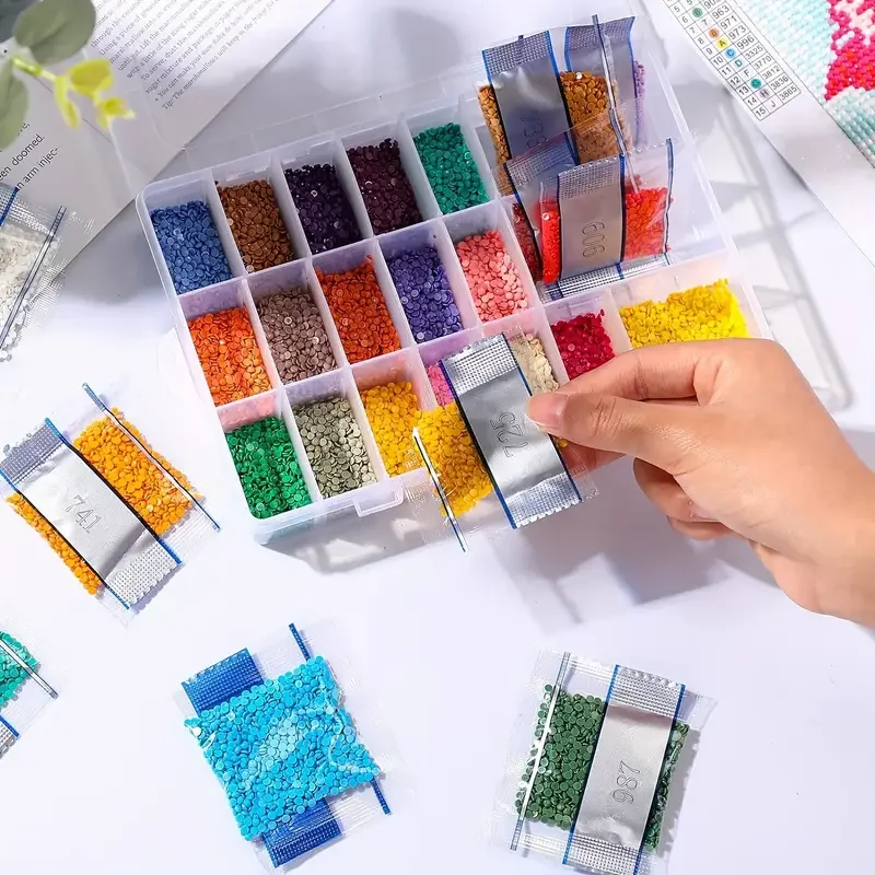 

30 vivid colored diamond painting kits (500 diamonds each), suitable for DIY diamond painting, nail art, and other decorations