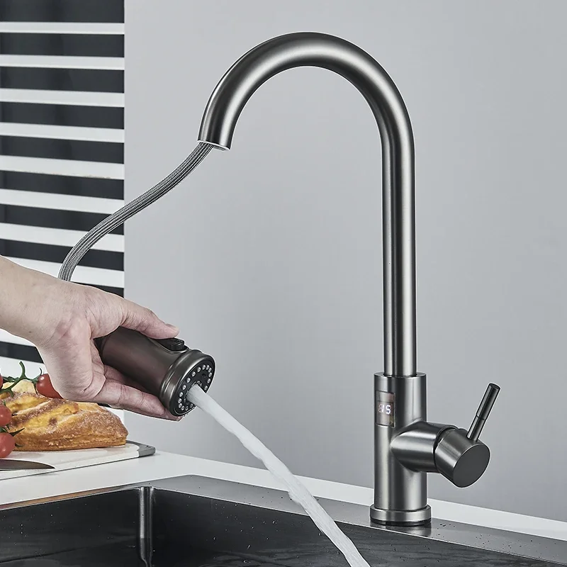 Kitchen Faucet Grey Black Sensor Touch