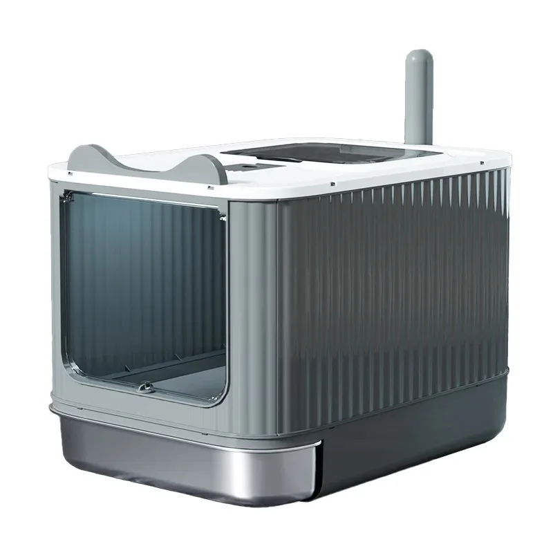 XXL Stainless Steel Drawer Anti Splash Easy Clean Automatic Self Cleaning Enclosed Cat Litter Box Enclosed Design view 5